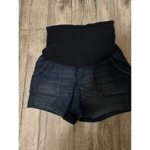 Oh Baby Motherhood Maternity Pull On Denim Shorts Size Small Blue Comfort Jean